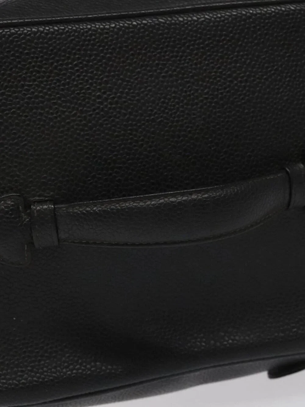 CHANEL Bicolore Vanity Hand Bag Grained Calf Skin Black CC Auth yb789