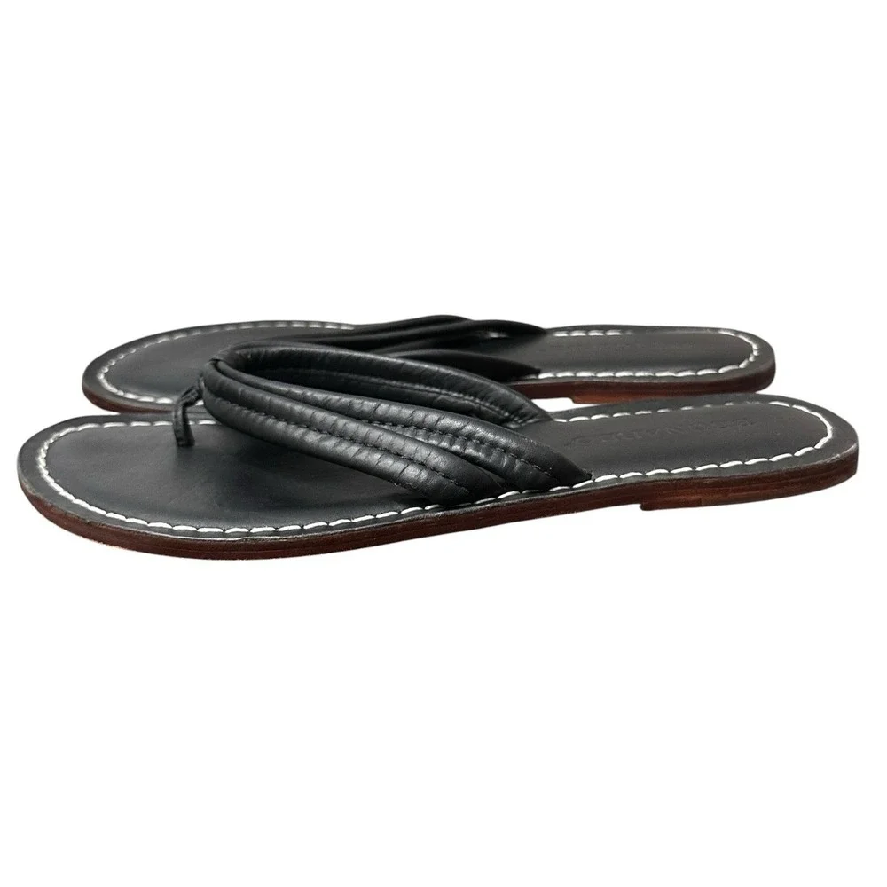 Bernardo Miami Leather Thong Sandals Black Comfort Women's 8 M